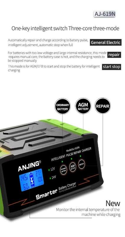 12V/24V 25A New The Andowl 500w Smart Car/Truck Battery Charger (Red Unit)