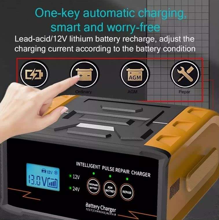 12V/24V 25A New The Andowl 500w Smart Car/Truck Battery Charger (Red Unit)