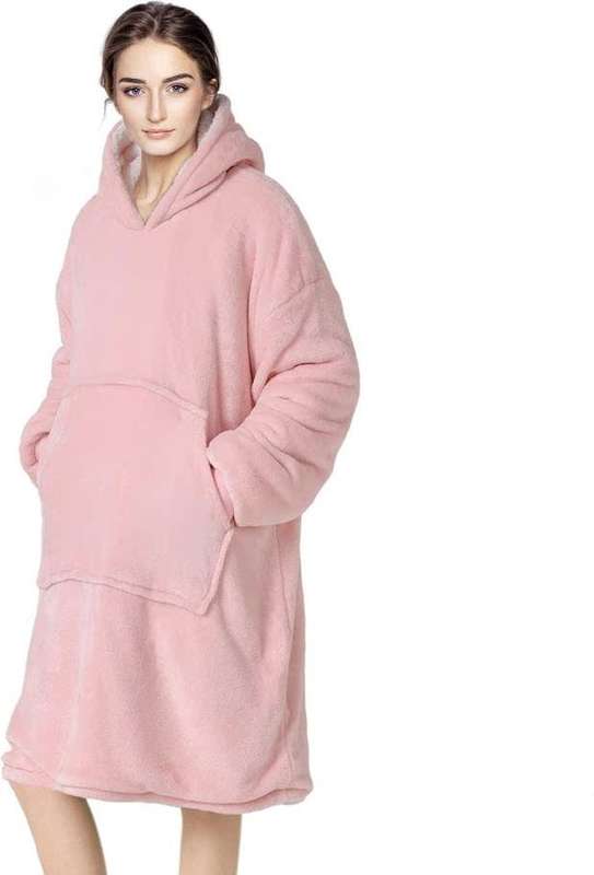 One Size Fits All, Ultra Plush Blanket, Huggie Hoodie, TV Blanket - Pink