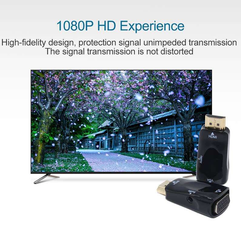 HDMI TO VGA CONVERTER WITH AUDIO CABLE MALE TO FEMALE FOR PC LAPTOP TABLET SUPPORT HDTV ADAPTER