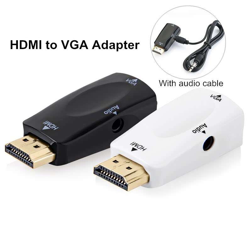 HDMI TO VGA CONVERTER WITH AUDIO CABLE MALE TO FEMALE FOR PC LAPTOP TABLET SUPPORT HDTV ADAPTER