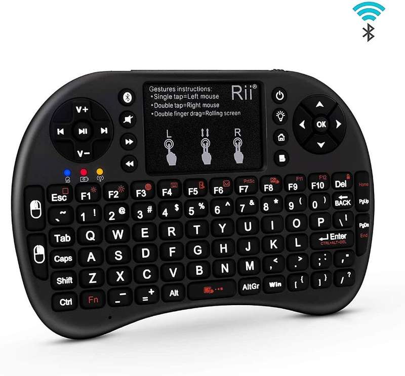 Mini Bluetooth Keyboard With Touchpad And Qwerty Keyboard, Black Backlit for High end TV Boxes