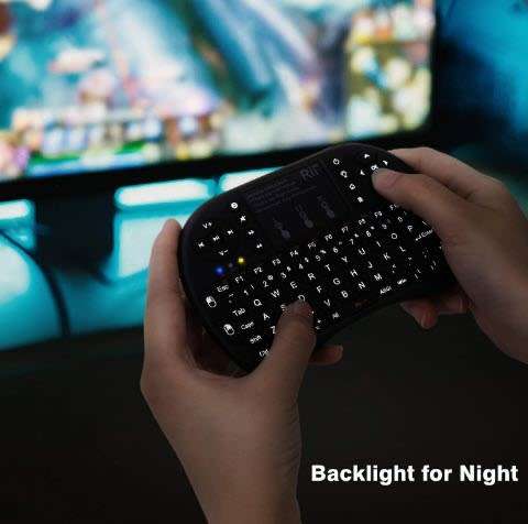 Mini Bluetooth Keyboard With Touchpad And Qwerty Keyboard, Black Backlit for High end TV Boxes