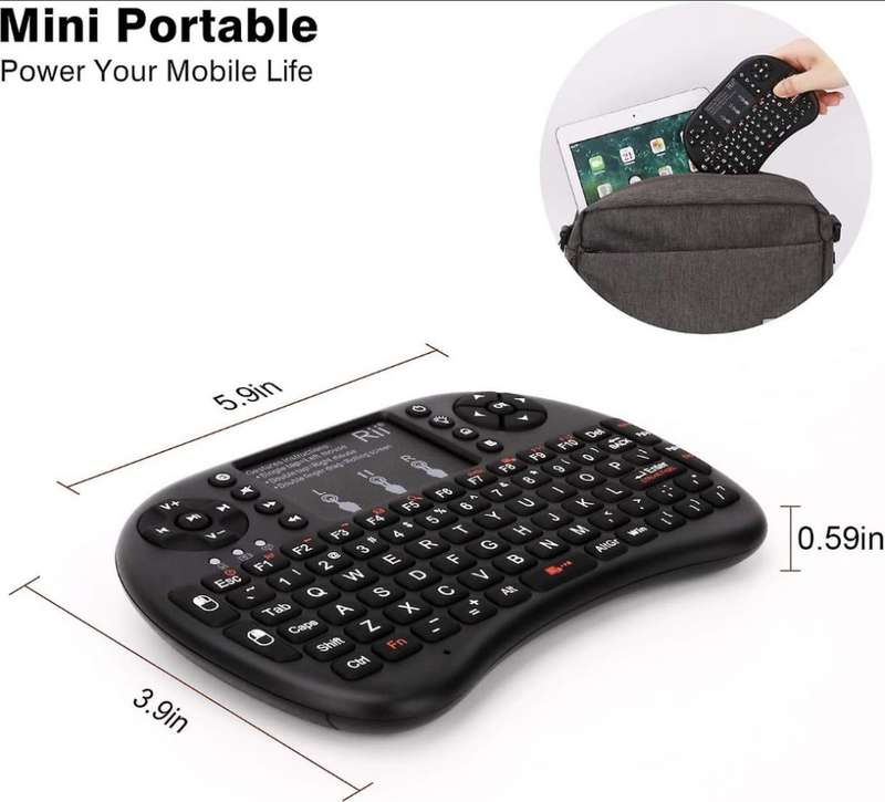 Mini Bluetooth Keyboard With Touchpad And Qwerty Keyboard, Black Backlit for High end TV Boxes