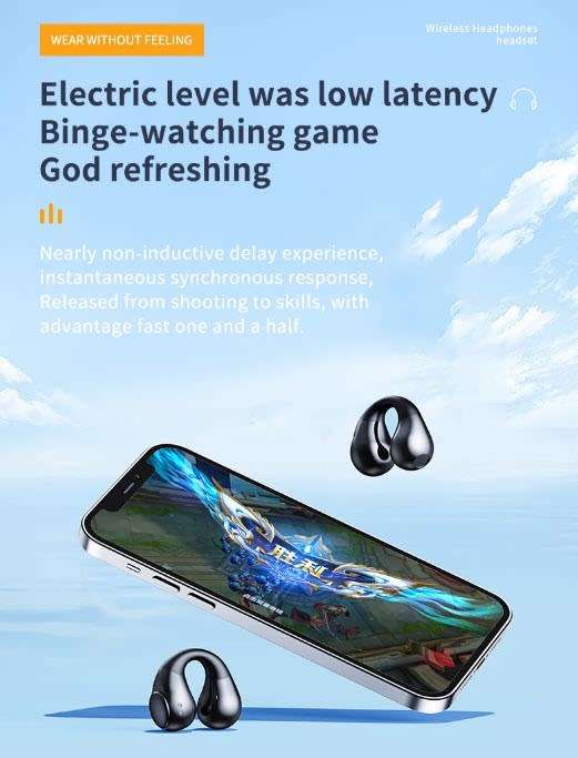 JR01 Transparent Capsule Smart Digital Display Ear-hook Bluetooth Earphones(Black)