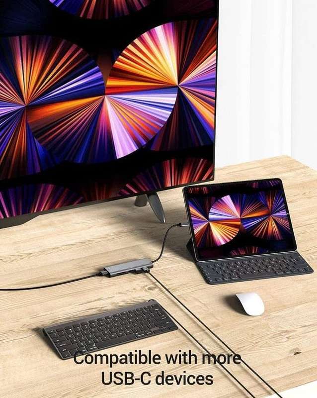 USB Type C to HDMI USB Hub 7-in-1 Docking Station USB 3.0 ports HDMI out Multiple device Competable
