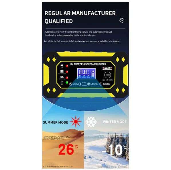 12V Intelligent Pulse Charger With LCD Q-DP1520 Suitable all Battery types