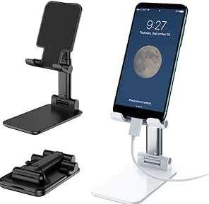 Folding Desktop Stand Holder for Mobile Phones and Tablets up to 11, Adjustable Height and Angle