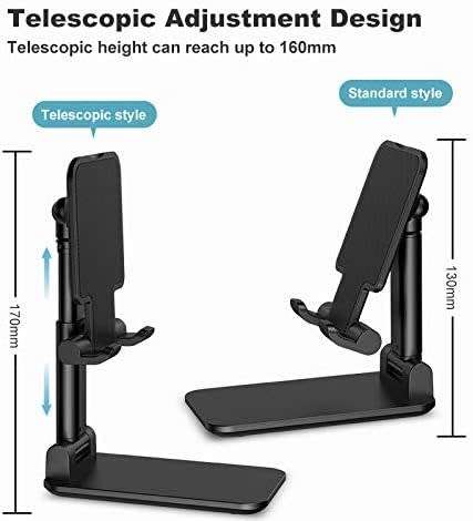 Folding Desktop Stand Holder for Mobile Phones and Tablets up to 11, Adjustable Height and Angle