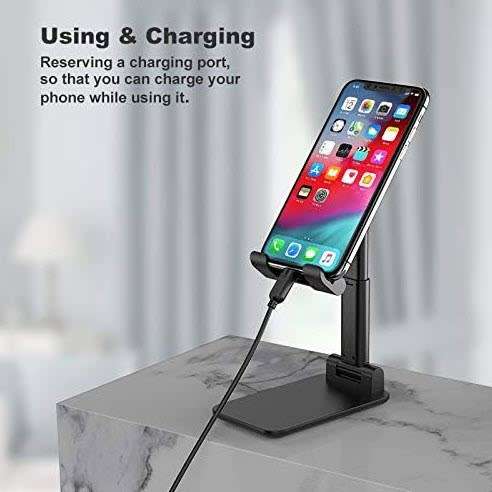 Folding Desktop Stand Holder for Mobile Phones and Tablets up to 11, Adjustable Height and Angle