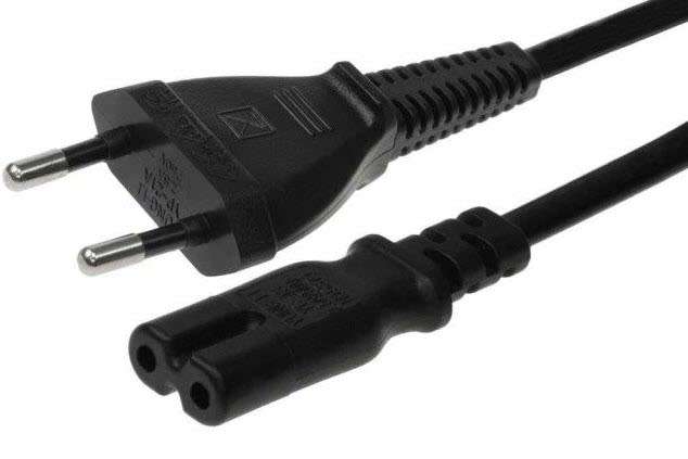 EU 2 Pin Power Cord Cable 2.5A - 1m