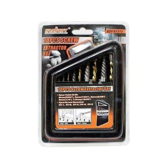 0-Piece High-Speed Steel Screw Extractor & Drill Bit Set - Spiral Flute Broken Bolt Remover