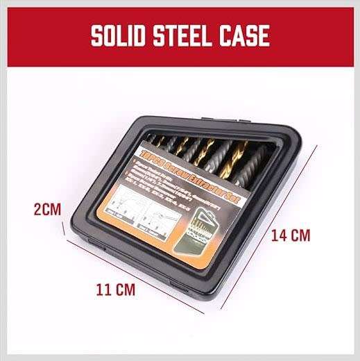 0-Piece High-Speed Steel Screw Extractor & Drill Bit Set - Spiral Flute Broken Bolt Remover