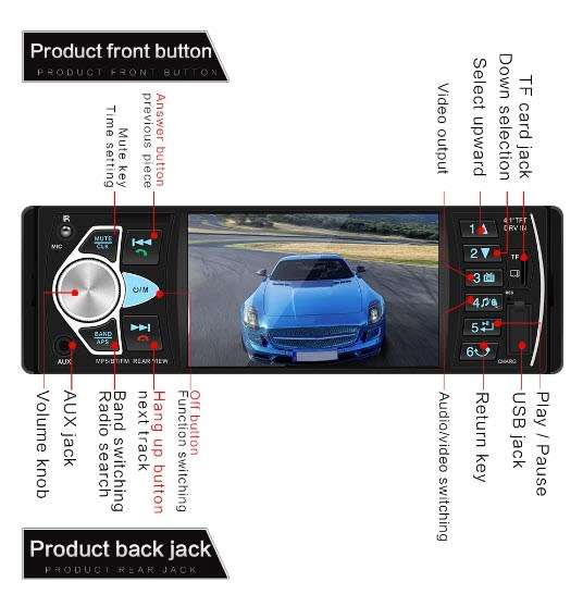 4.1 inch Yakoc Tft Single Din Mp5 Car Radio Bluetooth Usb Aux