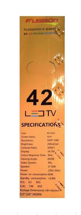 Excellently priced Great build Quality  Smart 42 inch Led Television on market FUSSION HD