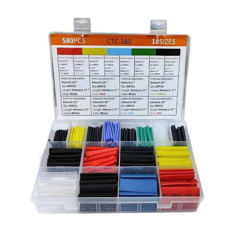 PerVoi Heat-Shrink Tubing 580pcs CTC-180 Multi Colour Pre Cut