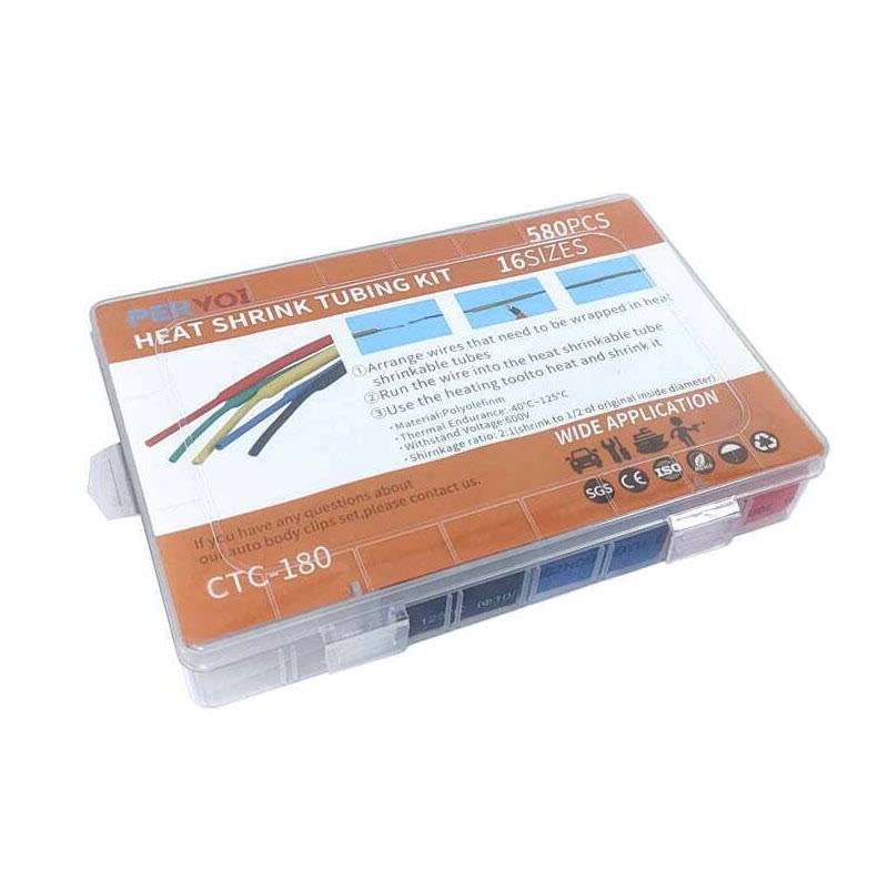 PerVoi Heat-Shrink Tubing 580pcs CTC-180 Multi Colour Pre Cut