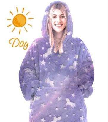 TV BLANKET HOODIE - GLOW IN THE DARK - PURPLE UNICORN