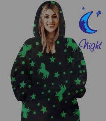 TV BLANKET HOODIE - GLOW IN THE DARK - PURPLE UNICORN