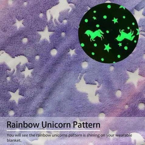 TV BLANKET HOODIE - GLOW IN THE DARK - PURPLE UNICORN