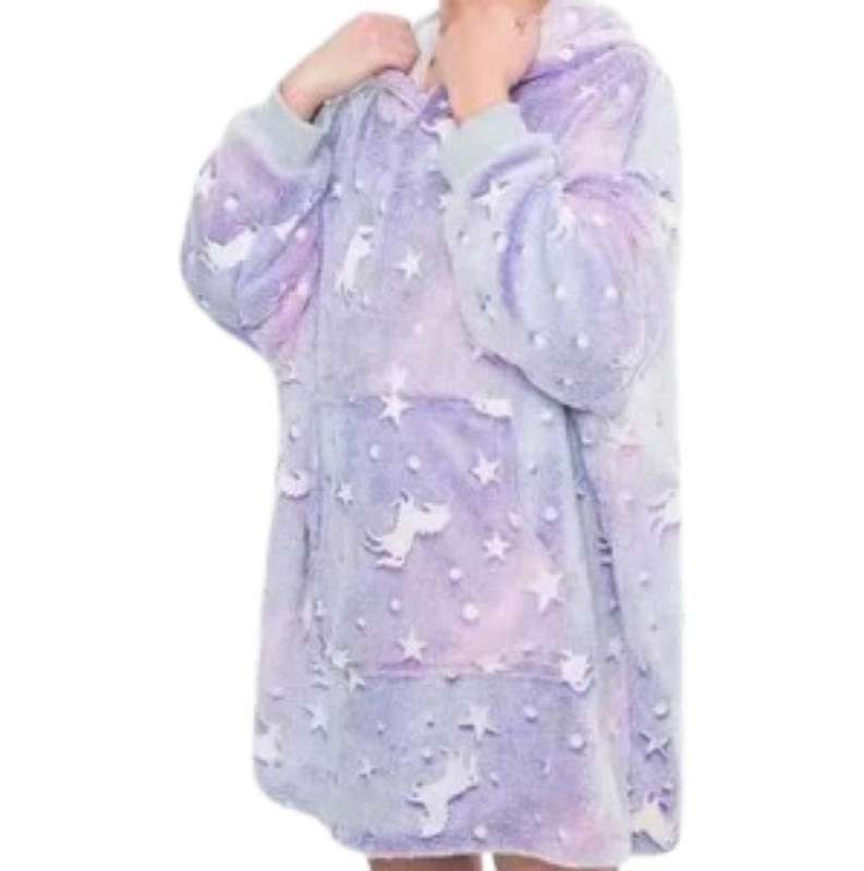TV BLANKET HOODIE - GLOW IN THE DARK - PURPLE UNICORN