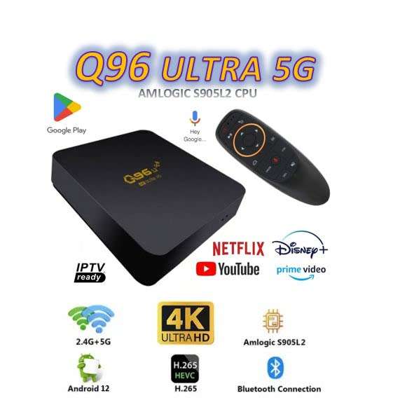 Q96 Ultra Amlogic S905L2  Quad core 4K ANDROID 12 TV Box  16GB with Bluetooth