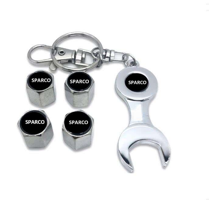 4PC-Set SPARCO Car Tyre TIRE Valve Cap Air Cap Car Tyre Valve Stem Cap Covers with Keychain