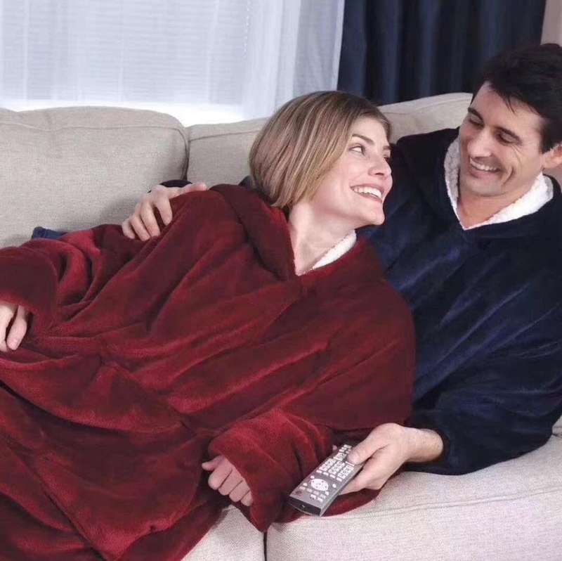 One Size Fits All, Ultra Plush Blanket, Huggie Hoodie, TV Blanket - Dark Red