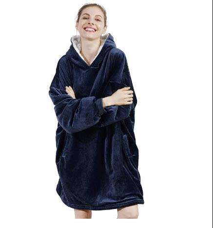 His and Hers One Size Fits All, Ultra Plush Blanket, Huggie Hoodie, TV Blanket - Dark Red or Blue