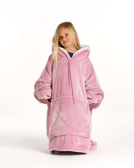 Kids One Size Fits All, Ultra Plush Blanket, Huggie Hoodie, TV Blanket - Pink