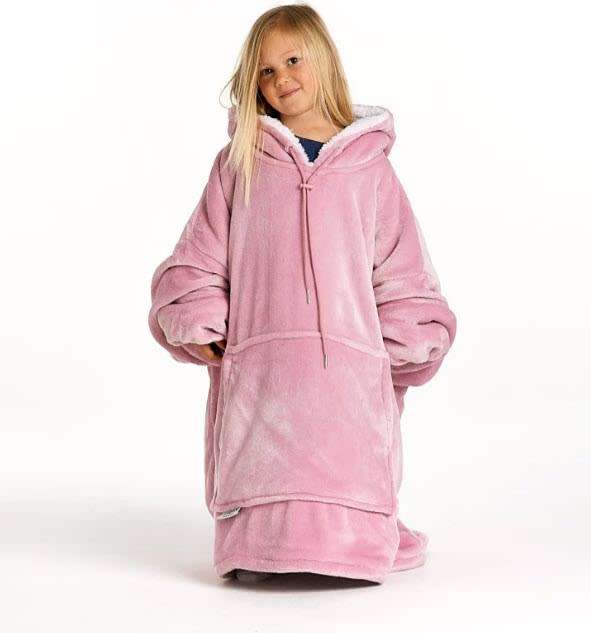 Kids One Size Fits All, Ultra Plush Blanket, Huggie Hoodie, TV Blanket - Pink