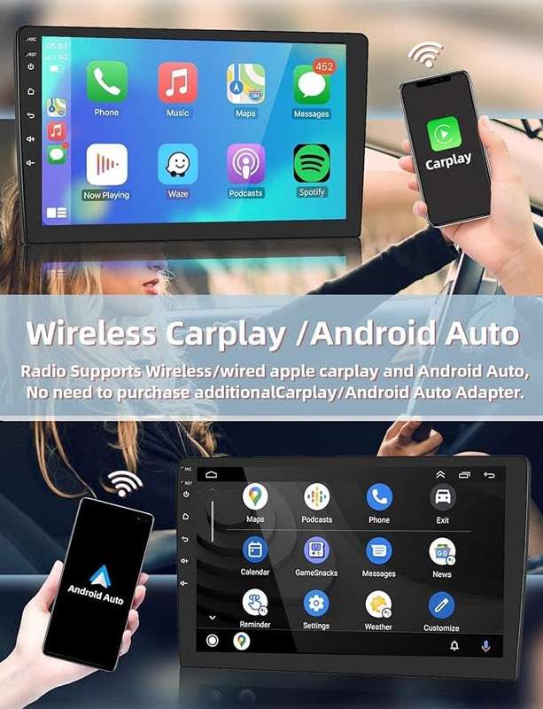 9 Inch Soak Car Stereo with Wireless Carplay Android Auto Touch Screen