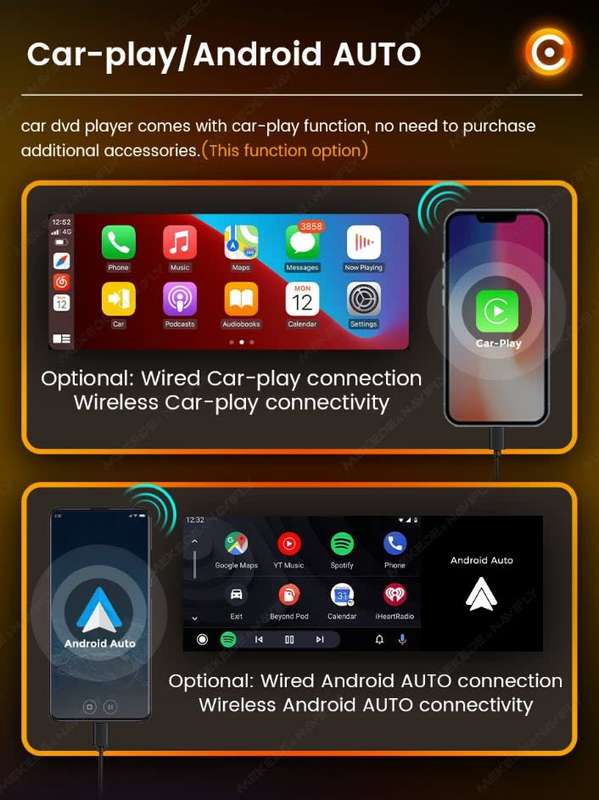 NavFly 5.8inch FHD Wireless  Carplay & Android Auto MP5 Radio Touch screen Single Din