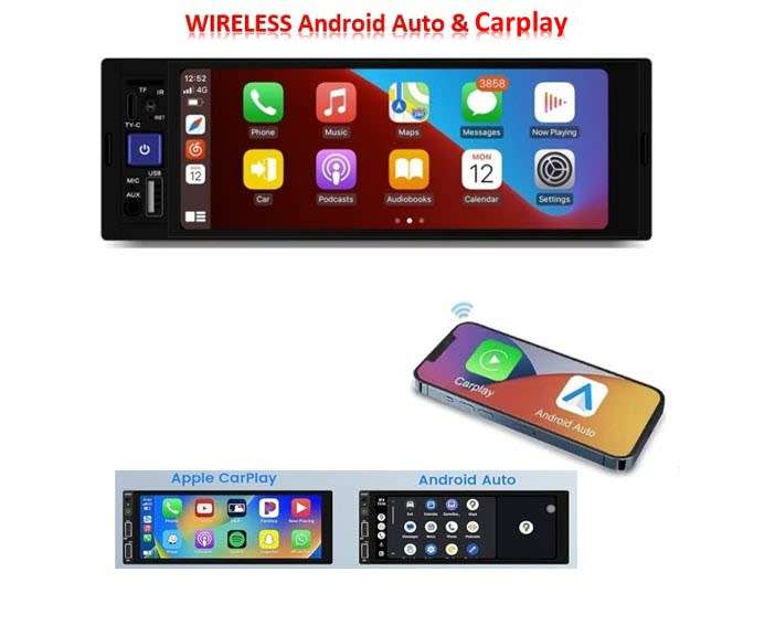 NavFly 5.8inch FHD Wireless  Carplay & Android Auto MP5 Radio Touch screen Single Din