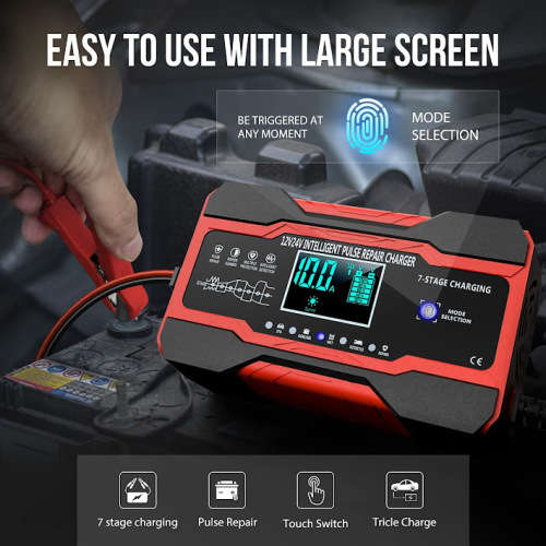 12V 10A-24V 5A TOUCH SCREEN SMART CAR BATTERY CHARGER