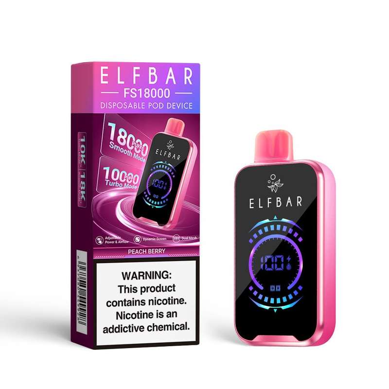 Elfbar FS18000 Disposable Pod Device Peach Berry Box of 10
