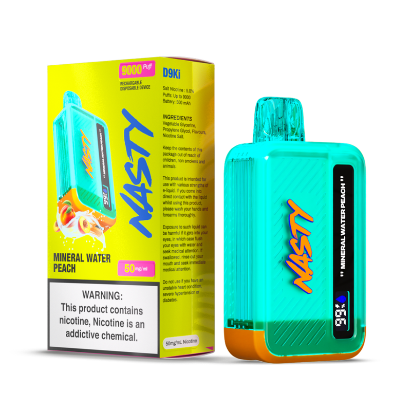 Nasty D9Ki Mineral Water Peach Box of 10
