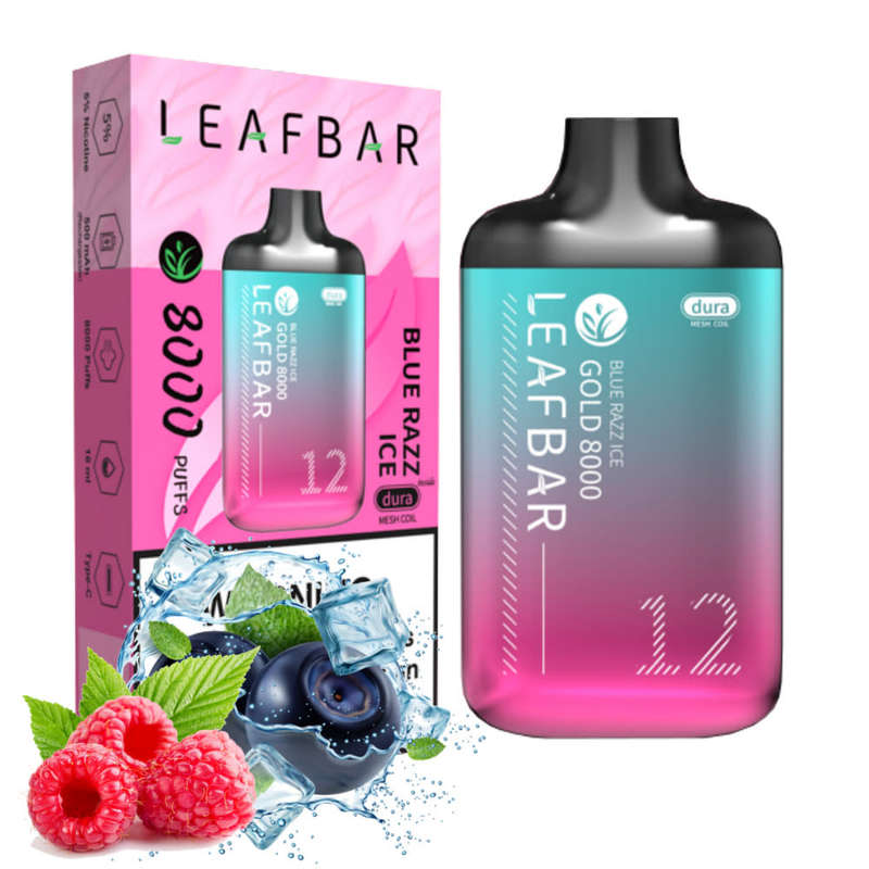 Leaf Bar Gold 8000 Puff Disposable Vape Device - Blue Razz Ice 5%