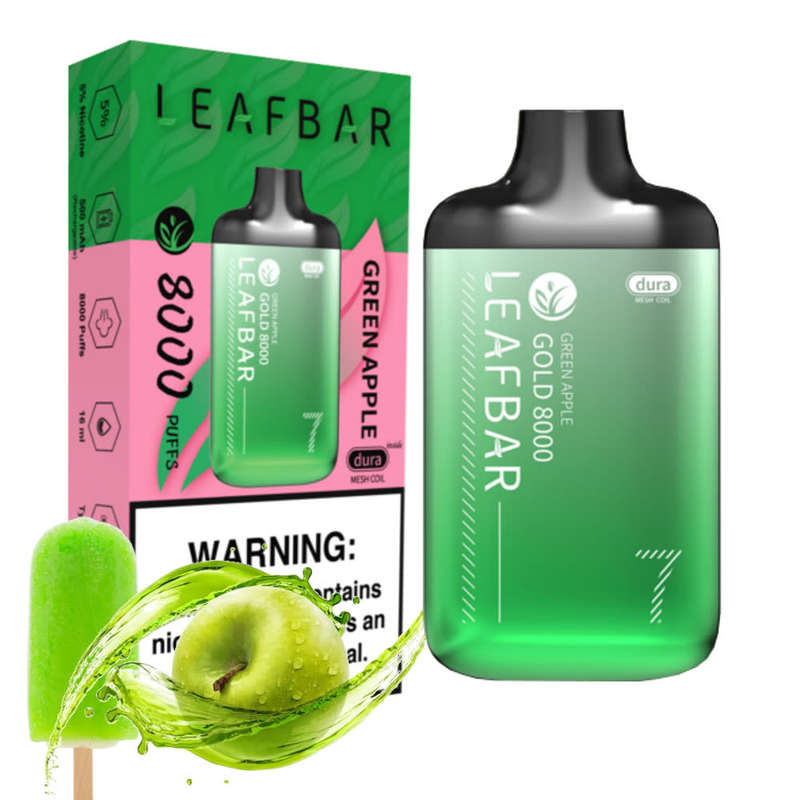 Leaf Bar Gold 8000 Puff Disposable Vape Device - Green Apple 5%