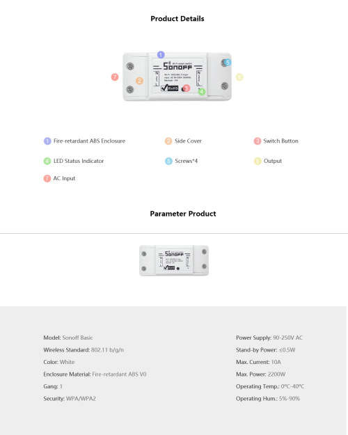 *Local stock* 5 PACK: SONOFF DIY Wi-Fi Wireless Switch For Smart Home works with Alexa, Google Home