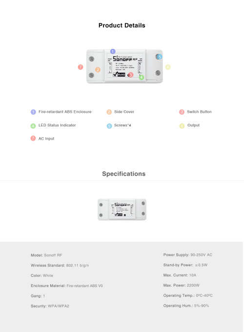 *Local stock* SONOFF RF DIY Wi-Fi Wireless Switch For Smart Home works with Alexa, Google Home