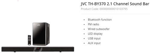 JVC Soundbar with subwoofer in excellent condition