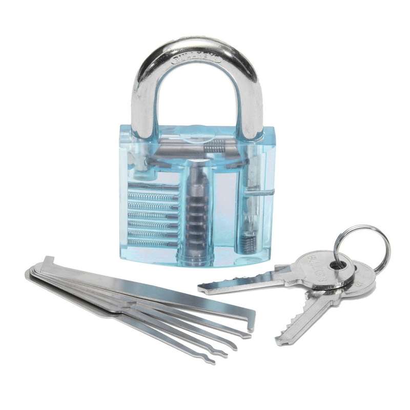 5 Piece Lock Pick Set + Transparent Practice Padlocks