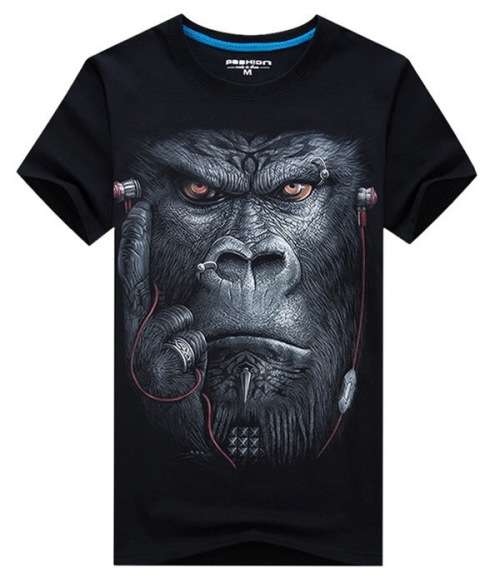 Gorilla with Earbuds Themed T-Shirt