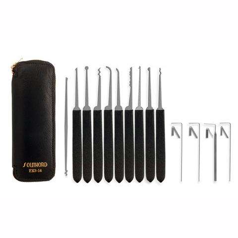 SouthOrd PXS-14 Lock Pick Set with Black Grips and Wallet (New Updated Handles)