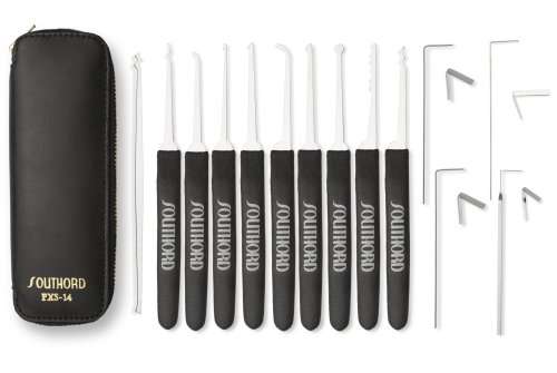 SouthOrd PXS-14 Lock Pick Set with Black Grips and Wallet (New Updated Handles)