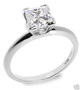 1.01 CT VS1 PRINCESS DIAMOND SOLITAIRE RING 14K W GOLD