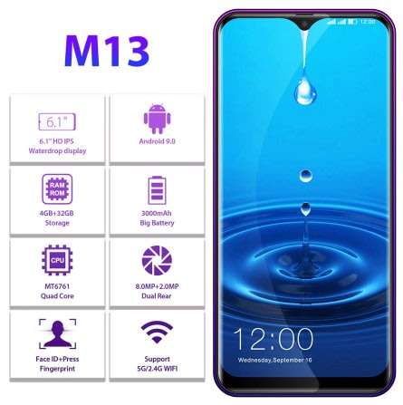 *Import Item* LEAGOO M13 Android 9.0 19:9 6.1" 4GB RAM 32GB ROM 3000mAh Waterdrop Fingerprint