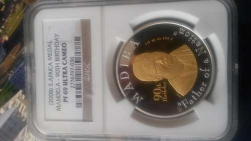 2008 South Africa Medal Mandela 90th Birthday NGC Graded PF69 Ultra Cameo