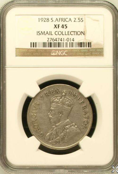 1928 HALFCROWN - EXTREMELY RARE - NGC GRADED XF45 @@ R1 START @@NO RESERVE CAT = R20 000
